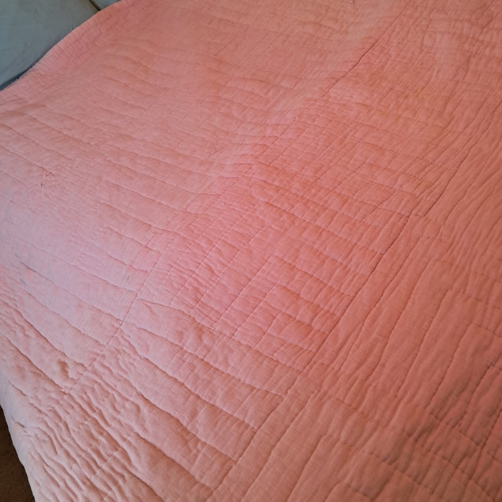 Vintage Antique Pink Quilt 68x84 Twin Floral Shabby Chic Cottage Retro Country - Picture 14 of 16